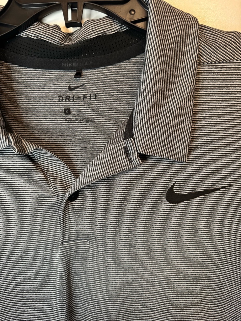 Nike Dri-FIT Gray/Black Striped Polo Shirt Men’s XL
